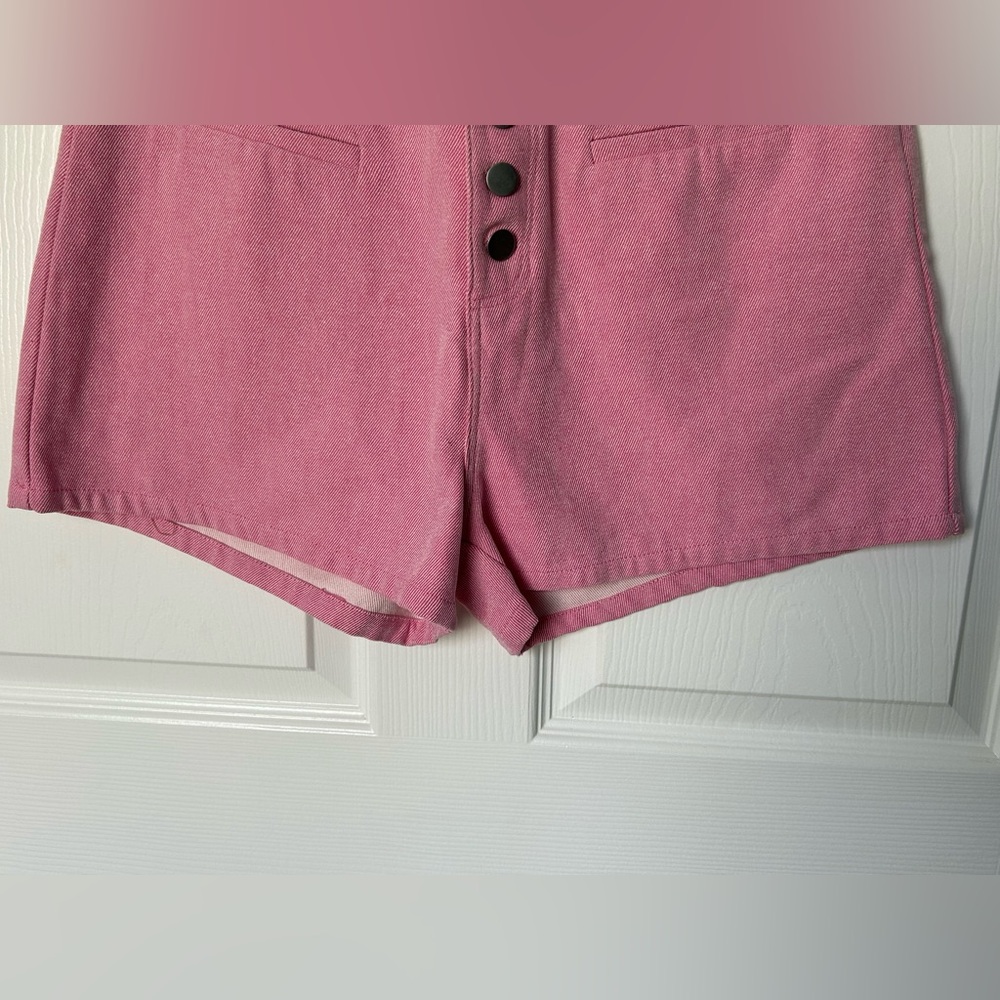 Cloud Ten High Rise Buttonfly Pink & White Pinstriped Denim Short Size L NWT - Picture 9 of 9